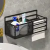 Caja de papel higiénico, portarrollos de baño impermeable sin taladro, caja de almacenamiento de pared para papel higiénico