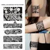 Tatuagens Adesivas de Ervas para Braço Transfronteiriças à Prova d'Água de Longa Duração Espinho Grou Dragão Flor Tatuagens de Braço Incríveis para Homens e Mulheres