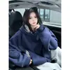 Sudadera con capucha de peso pesado, bloque de color americano, con botones, para hombre, marca nueva y moderna, diseño casual holgado, chaqueta de calle con capucha