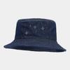 Sombrero de pescador de mezclilla de color sólido para hombre, estilo japonés, artístico, con perforación en caliente, moderno, para verano y exteriores, protector solar.
