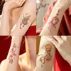 Conjunto de adesivos de tatuagem auspiciosos estilo chinês com peixe koi, peixe dourado, nó chinês, bolsa da sorte, texto, pequenos designs coloridos, à prova d'água para pulso e antebraço