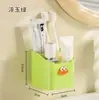 Portacepillos de Dientes Más Vendido Montado en la Pared Sin Taladro Compartimentado con Drenaje Estante para Cepillos de Dientes Organizador de Cepillos de Dientes Simple y Elegante