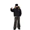 Nueva colección de invierno: chaquetas acolchadas de algodón, gruesas y cálidas, para hombre y mujer, con estilo callejero americano, corte holgado y diseño con capucha y cuello de piel sintética