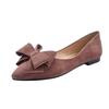 2025 Nuevos Zapatos de Punta Estilo Coreano para Mujer Lazo Talla Grande Zapatos de Mujer Sencillo Color Sólido Tacón Bajo Zapatos de Gamuza