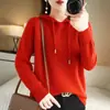 Nueva sudadera con capucha de manga larga, suéter corto estilo coreano para mujer, tejido casual de invierno, corte holgado
