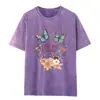 Camiseta de Manga Corta para Mujer, Verano Algodón Puro, Lavada y Desgastada, Retro Americano, Oversize, Holgada, Casual, Camiseta de Media Manga