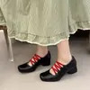 Zapatos de Tacón Alto con Tacón Grueso que Te Hacen Ver Más Delgada, Zapatos de Ballet de Primavera 2026, Talla Grande Retro Slip-On de Punta Cuadrada Moda Zapatos de Salón de Boca Baja