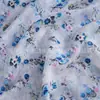 29455 Tul Floral Azul Soñador Primavera y Verano Delgado Transpirable Tejido de Seda Imitación Chifón