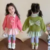 Traje de Primavera para Niñas Primavera y Otoño 2025 Nuevo Estilo Sudadera Deportiva Ropa para Niños Falso Dos Piezas Niña Bebé Lazo