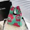 Bolso de Mano para Mujer del Festival del Bote del Dragón Panda, Bolso Cubo Tejido, Estilo Coreano y Japonés Versátil, Bolso Tote Casual, Bolsa para el Almuerzo, Lindo y Divertido