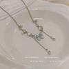 Super Fada Cristal Borboleta Colar Das Mulheres Luz De Luxo Nicho Design Sense Quatro Mans Star Tassel Clavícula Cadeia De Alta Qualidade Sense Acessórios