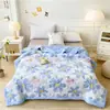 Edredón de verano lavable a máquina verano algodón lavado floral fino edredón para aire acondicionado edredón para siesta amigable con la piel sensación fresca transpirable