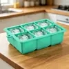 Bandeja de Hielo de Silicona de Grado Alimenticio con Seis Compartimentos, Molde Cuadrado para Hielo, Molde para Cubitos de Hielo, Caja para Hacer Hielo, Caja para Comida de Bebé, Más Vendido en Verano