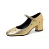 Zapatos Mary Jane de tacón grueso, punta redonda, corte bajo, versátiles, para mujer, otoño, para ir al trabajo, modernos, nuevo estilo 2026, con una sola tira, de cuero completo