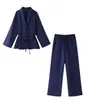 Conjunto de Moda 2025 Nuevas Llegadas de Primavera, Ropa Femenina Transfronteriza Europea y Americana, Abrigo Estilo Kimono de Doble Botonadura + Pantalones de Pierna Recta para Mujer