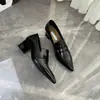 Mocasines de piel de vaca súper suaves, punta fina vintage, tacón grueso para mujer, para ir al trabajo, slip-on elegantes, zapatos franceses de tacón alto