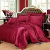 Amazon Conjunto de Color Sólido Imitación Seda, Conjunto de Dormir Suave como la Seda, Conjunto de Cuatro Piezas de Hielo de Seda Lavable, Conjunto de Cuatro Piezas Refrigerante al por Mayor