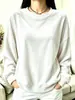 Roupas Femininas Outono/Inverno 2026 UE Estação Independente Amazon Camiseta Casual de Veludo com Gola Redonda e Manga Longa para Mulheres