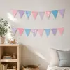 Banderines triangulares coloridos para fiesta de cumpleaños de bebé, pancartas de decoración para jardín de infantes, banderines triangulares de colores, en stock del fabricante