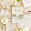 Convites de casamento luxuosos com bordas cruas, convites de papel de algodão rasgáveis à mão, convites de casamento impressos, convites estilo ocidental, cartões de casamento e lembrancinhas de casamento