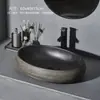 Lavabo de Encimera Artístico para Uso Doméstico, Lavabo de Cerámica, Lavabo Vintage para Patio, Balcón, Lavabo de Baño