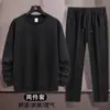 Envío RápidoTraje Deportivo Casual para Hombre para Primavera y Otoño, Talla Grande, Cuello Redondo, Manga Larga, Pantalones Largos, Conjunto de Dos Piezas