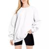 Roupas Femininas Transfronteiriças Europeias e Americanas Explosão da Amazon Pulôver de Gola Redonda Solto Casual Estilo OVERSIZE Forrado com Lã Ombro