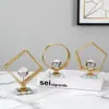 Adornos de Decoración para el Hogar de Hierro Forjado Estilo Europeo con Bola de Cristal para Sala de Estar y Estudio, Artesanías de Escritorio, Regalos de Lujo Ligero para Fiestas y Cumpleaños