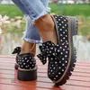 Mocasines de suela gruesa de comercio exterior transfronterizos, nuevo modelo de verano 2026, zapatos sin cordones con decoración de lazo de lunares para mujer