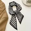 2023 Negro Estilo Pequeño Fragante Pañuelo de Seda Pequeño para Mujer Banda para el Cabello Larga Estrecha Delgada Bufanda Rayada de Seda Artificial Primavera Verano Otoño