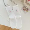 Calcetines de Oso Bordados Estilo Ballet para Mujer de Media Pantorrilla Primavera y Otoño Estilo Japonés Dibujos Animados Chica Linda Calcetines de Encaje Hongo Dulce