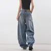 Jeans Estilo Diseñador Scimitar para Mujer, Tendencia Otoño e Invierno Versátiles Nuevos Pantalones Anchos Holgados, Pantalones Lavados de Calle