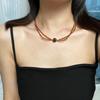 Guofeng Retro Otoño e Invierno Maillard Natural Ojo de Tigre Doble Capa Artificial Fanta Sentido del Diseño Collar Cadena Clavícula