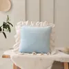 Novo Estilo Simples Estilo Ins Almofada Cor Sólida Luxo Leve Veludo Holandês Renda Fronha Almofada de Sofá para Sala de Estar