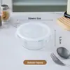 Marmita de Vidro Aquecível para Micro-ondas Retangular Tipo Bento Especial para Geladeira com Marmita para Refeição Tigela Grande para Conservar Frescos