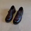 Zapatos Mocasines Gruesos de Piel de Oveja Estilo Británico para Mujer, Nuevos de Primavera 2026, con Correa de Hebilla y Tacón Grueso, Zapatos Negros Versátiles