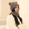 Lindo Gorro de Lana Tejido con Orejas de Oso para Mujer Cabeza Grande Combinable para la Cara Ducha Pequeño Gorro Lei Feng Cálido para Protección de Orejas Gorro de Moda