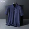 Camiseta tipo polo casual de verano de manga corta de seda de hielo con cuello de solapa, talla grande, transpirable, fina, elástica, secado rápido para hombre, talla grande, secado rápido