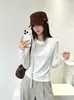 Otoño 2026 Nuevo Estilo Coreano Camiseta de Manga Larga Redonda Desmontable de Lunares Fluida con Cinta Capa Base para Mujer Ropa Interior Ropa Exterior