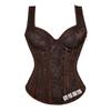 Corset Feminino Europeu Tradicional Marrom Vintage Leve Luxo Alça Elástica no Ombro Zíper Lateral Corset de Barbatanas