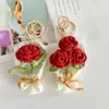 Nuevo Llavero de Ramo Tejido a Crochet Hecho a Mano Colgante de Bolso Mini Ramo Regalo para Novia y Mejor Amiga