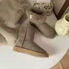 Botas de Nieve de Invierno 2026 Estilo Nuevo Piel de Oveja Shearling Caña Media Dos Usos Zapatos de Lana Calientes Engrosados con Felpa para Mujer Sin Cordones