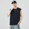 Camiseta Regata Masculina de Verão Shanggu Ombro Largo Colete Solto Preto Roxo Damasco Estoque Pronto Tipo Solto