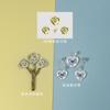 Pendientes de plata de ley S925 con forma de corazón y hojas de mil colores con colgante de circonita, ideales para el comercio exterior de AliExpress.