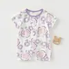 Macacão de Bebê de Manga Curta, Algodão Puro Classe A, Novo Estilo de Verão Macacãozinho de Bebê, Roupas para Recém-Nascidos, Roupas de Casa