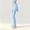 Conjunto Desmontable de Dos Piezas de Pantalones Acampanados de Yoga con Sensación de Segunda Piel con Falda de Cintura Alta que Cubre la Cadera, Pantalones de Yoga Deportivos para Uso al Aire Libre, Pantalones Acampanados para Fitness