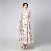 Vestido de Noche Transfronterizo Europeo y Americano con Estampado Floral y Dobladillo Amplio, Ropa de Alta Gama para Madres, Vestido para Banquetes de Boda, Adecuado para el Uso Diario y Fiestas