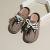 Zapatos de Mula para Mujer de Gamuza Marrón con Cordones y Cuentas, Estilo Nuevo de Primavera, Cómodos, Versátiles, de Moda, Casuales, para el Uso Diario y el Trabajo