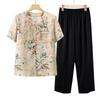 Blusas de Verano para Mujeres de Mediana Edad y Mayores, Trajes de Verano Modernos para Abuelas, Camisas de Estilo Chino para Madres, Trajes de Dos Piezas