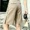 Pantalones anchos de lino vintage color caqui para mujer, estilo nuevo popular 2026, de cintura alta, adelgazantes, modernos, versátiles, pantalones casuales